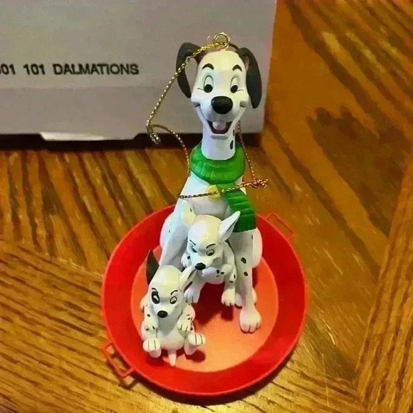 Disney 101 Dalmations Ornament Grolier Christmas Magic Dog Puppies Sled with box - Picture 2 of 4